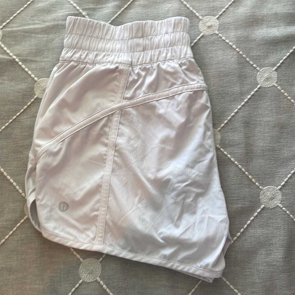 white Lululemon tracker shorts size 8